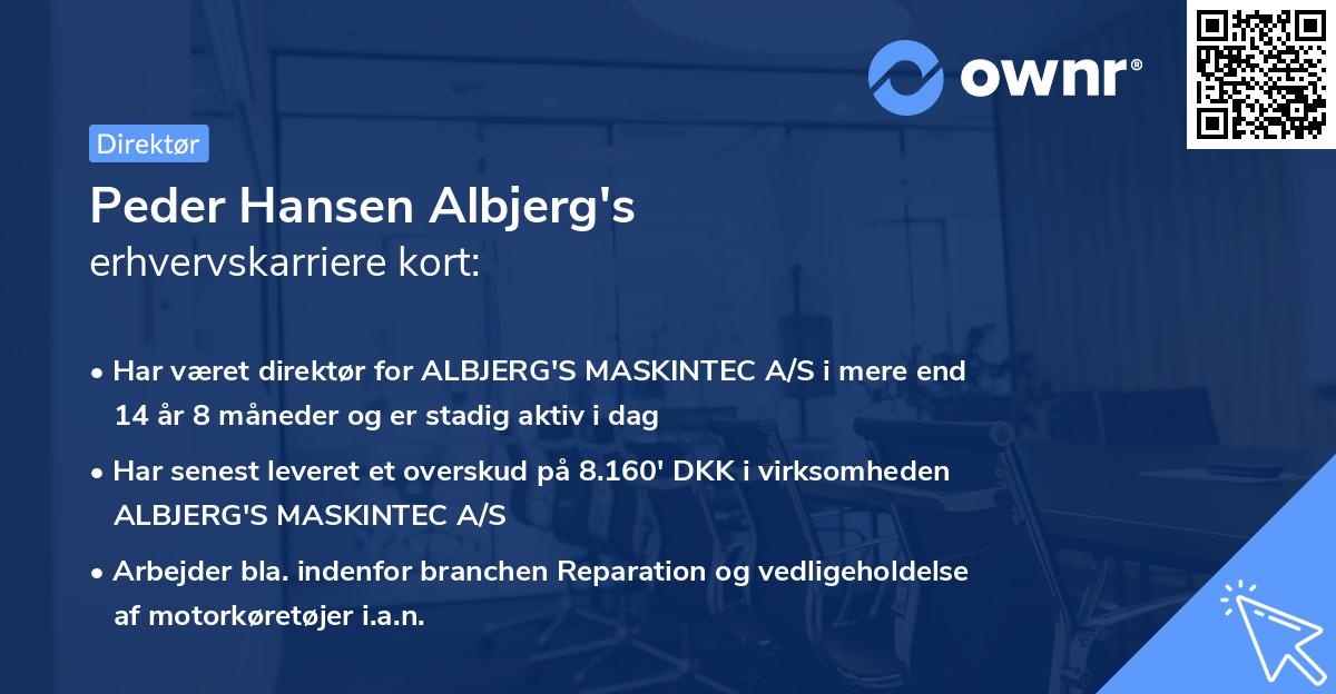 Peder Hansen Albjerg's erhvervskarriere kort