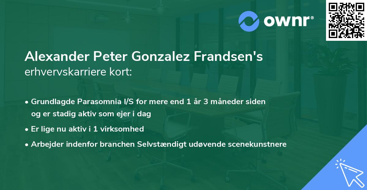 Alexander Peter Gonzalez Frandsen's erhvervskarriere kort