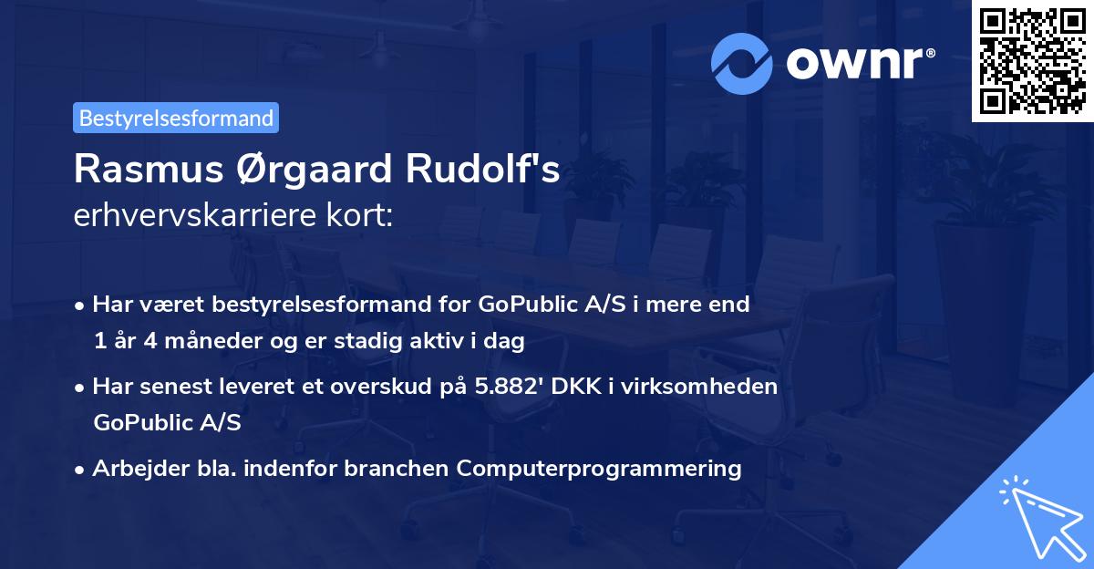 Rasmus Ørgaard Rudolf's erhvervskarriere kort