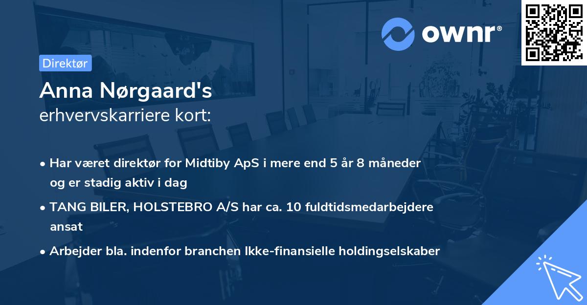 Anna Nørgaard's erhvervskarriere kort