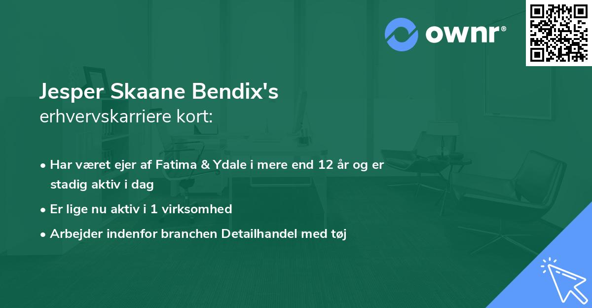 Jesper Skaane Bendix's erhvervskarriere kort