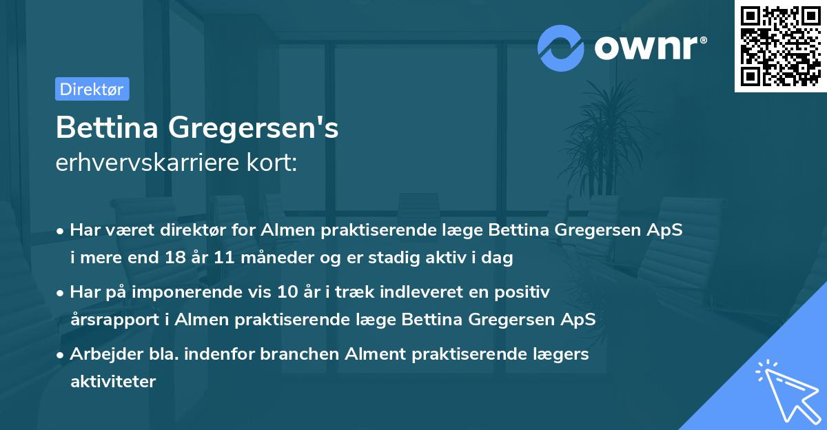 Bettina Gregersen's erhvervskarriere kort