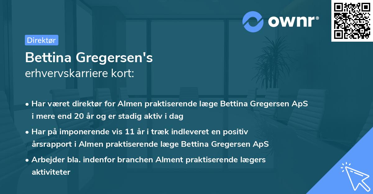 Bettina Gregersen's erhvervskarriere kort