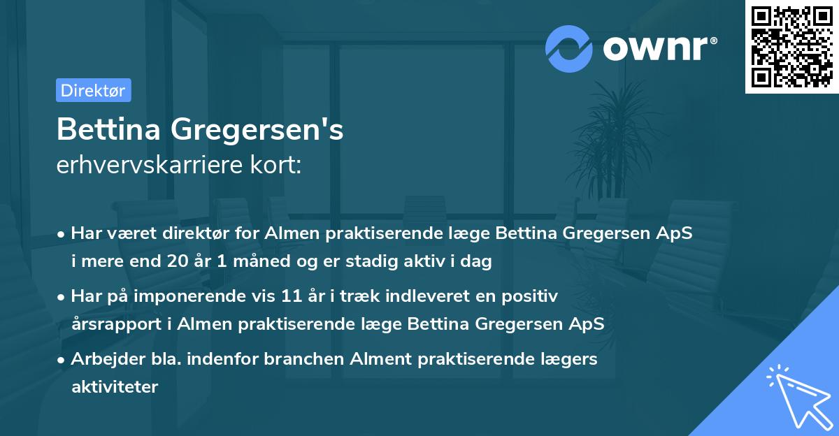 Bettina Gregersen's erhvervskarriere kort