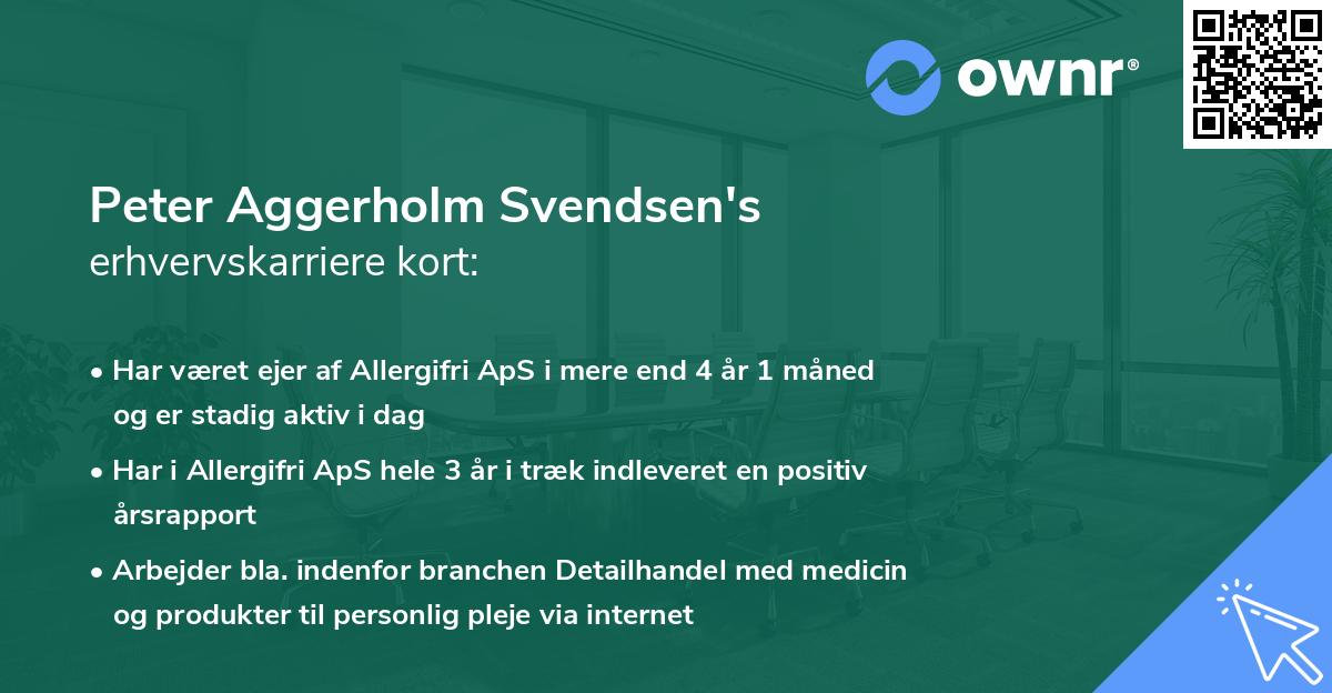 Peter Aggerholm Svendsen's erhvervskarriere kort