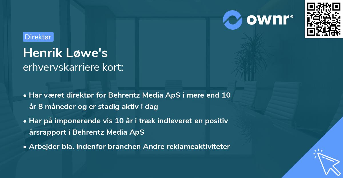 Henrik Løwe's erhvervskarriere kort