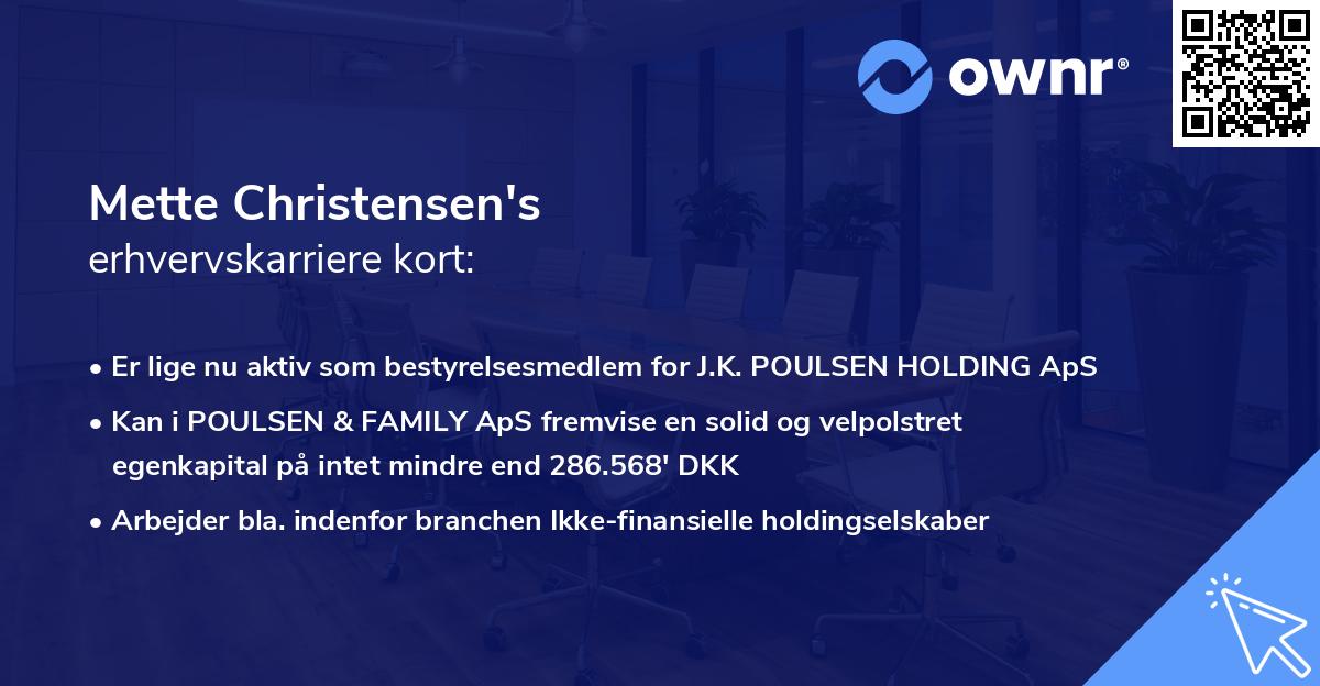 Mette Christensen's erhvervskarriere kort