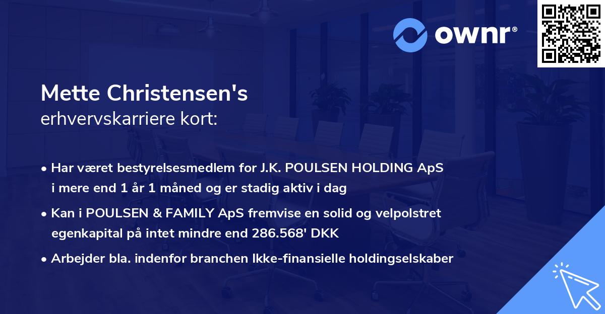 Mette Christensen's erhvervskarriere kort