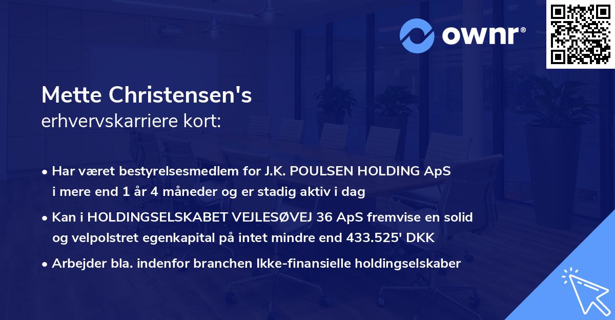 Mette Christensen's erhvervskarriere kort