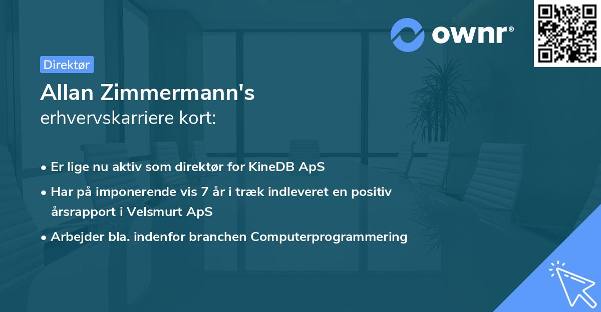 Allan Zimmermann's erhvervskarriere kort