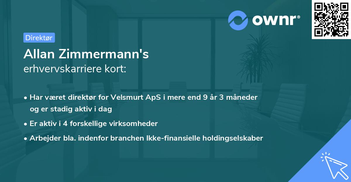 Allan Zimmermann's erhvervskarriere kort
