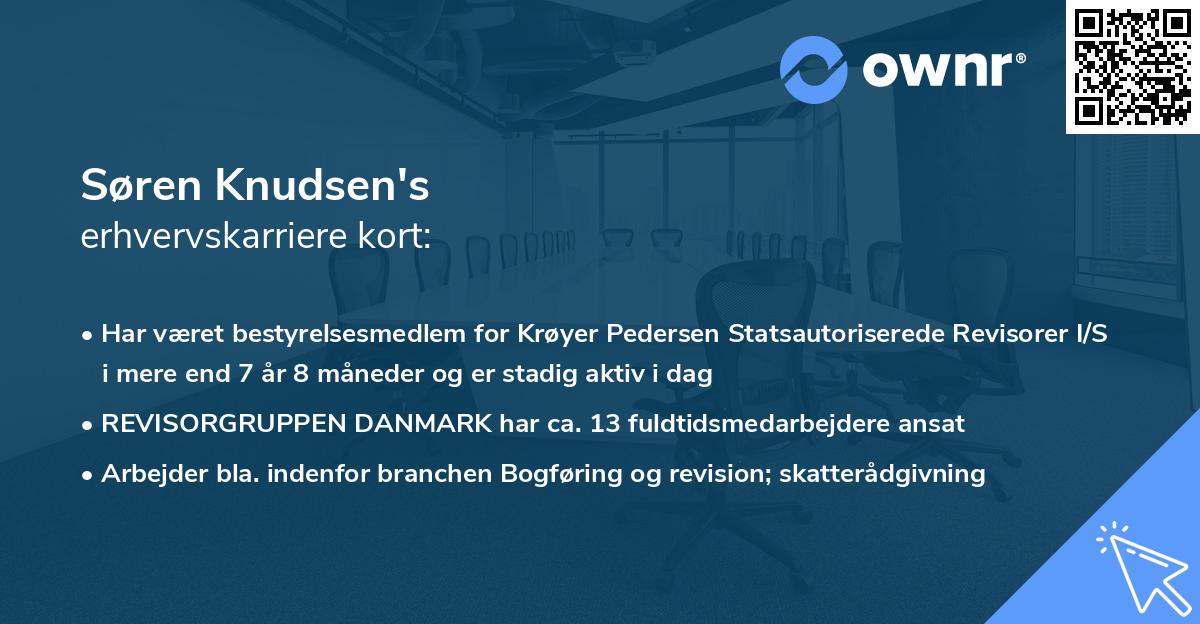 Søren Knudsen's erhvervskarriere kort