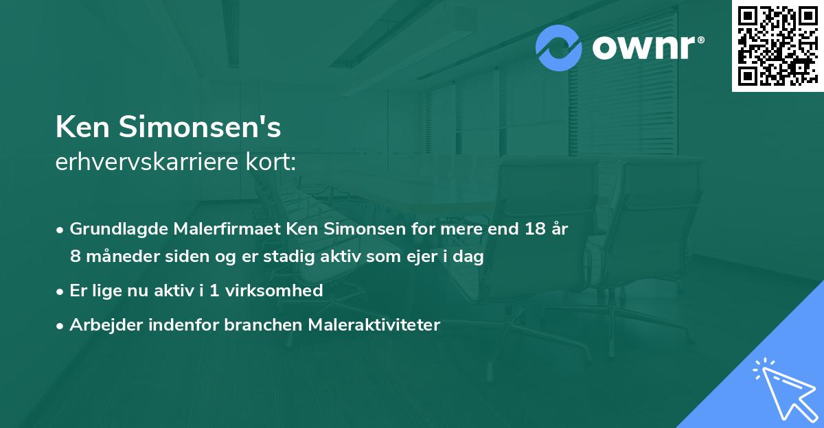 Ken Simonsen's erhvervskarriere kort