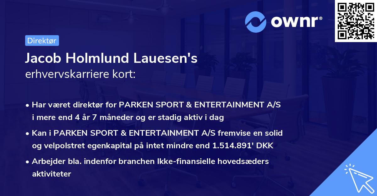 Jacob Holmlund Lauesen's erhvervskarriere kort