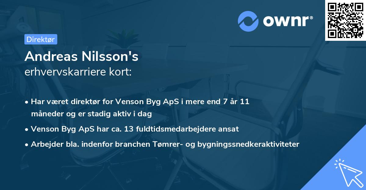 Andreas Nilsson's erhvervskarriere kort