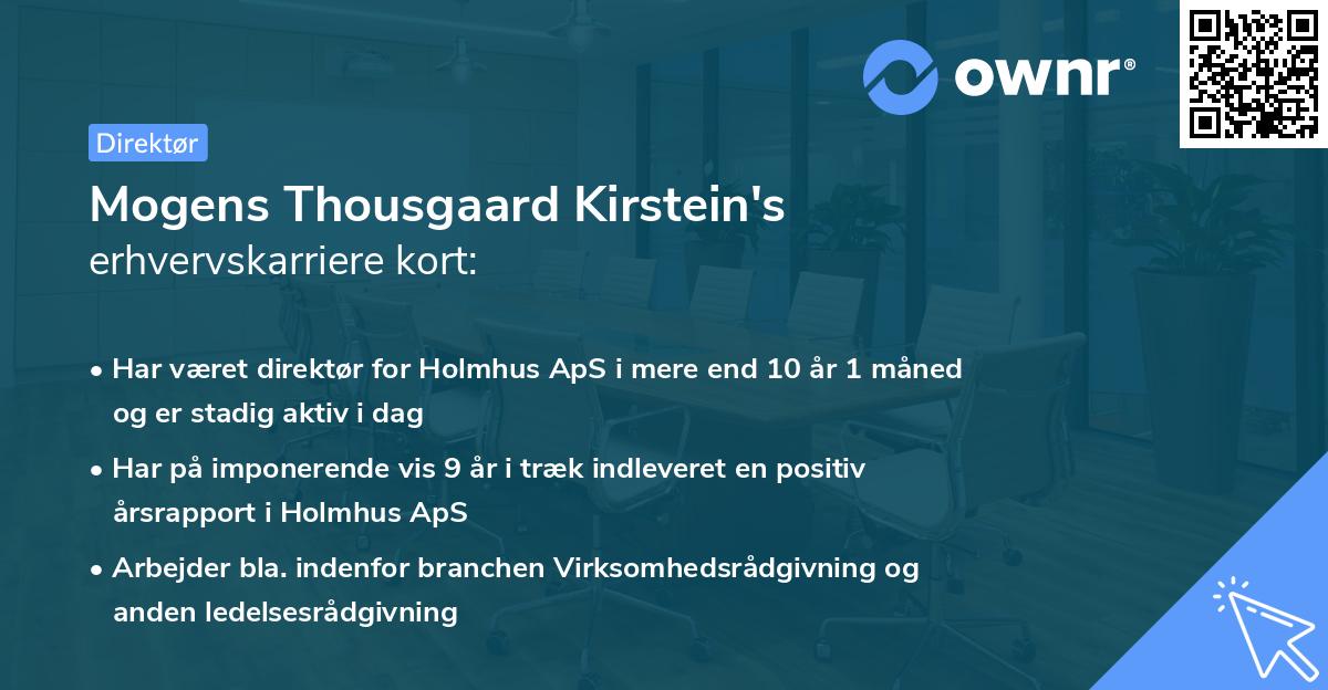 Mogens Thousgaard Kirstein's erhvervskarriere kort