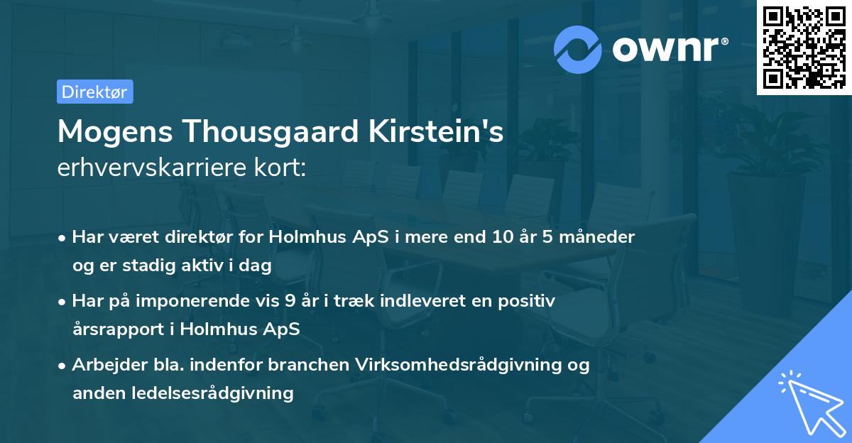 Mogens Thousgaard Kirstein's erhvervskarriere kort