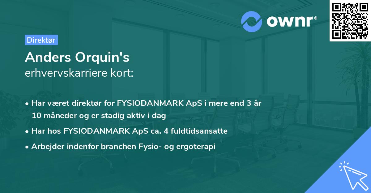 Anders Orquin's erhvervskarriere kort