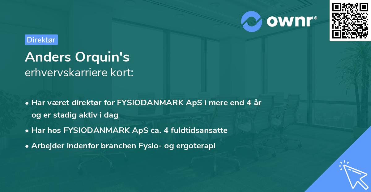 Anders Orquin's erhvervskarriere kort