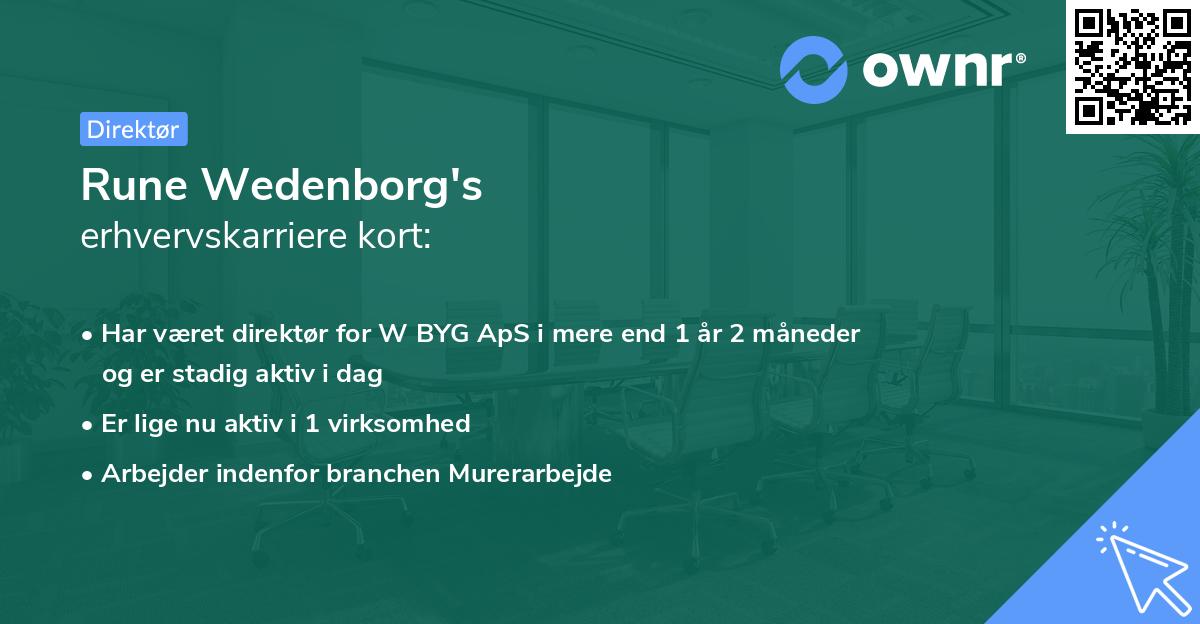Rune Wedenborg's erhvervskarriere kort
