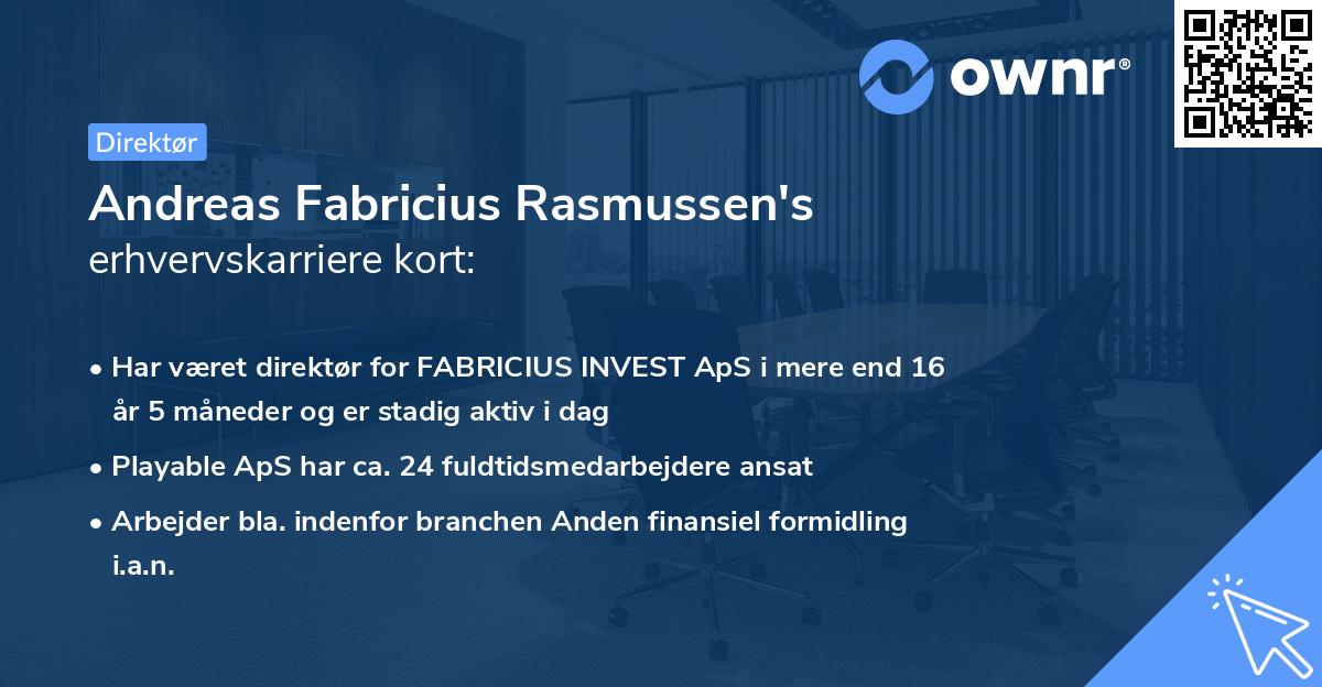 Andreas Fabricius Rasmussen's erhvervskarriere kort