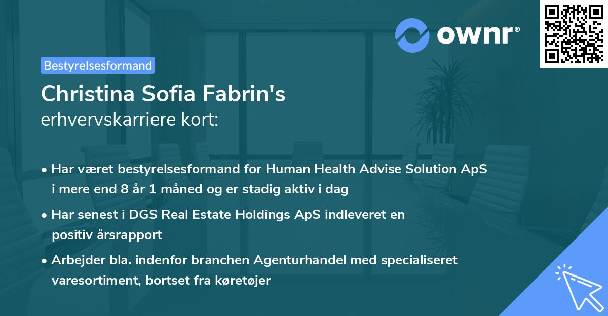 Christina Sofia Fabrin's erhvervskarriere kort