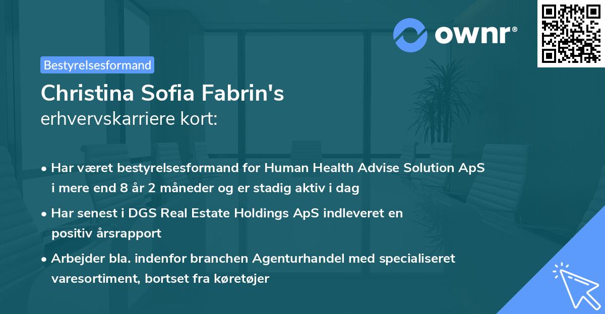 Christina Sofia Fabrin's erhvervskarriere kort