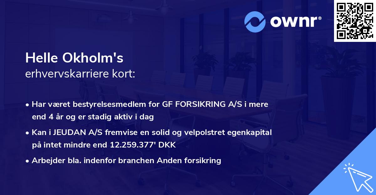 Helle Okholm's erhvervskarriere kort