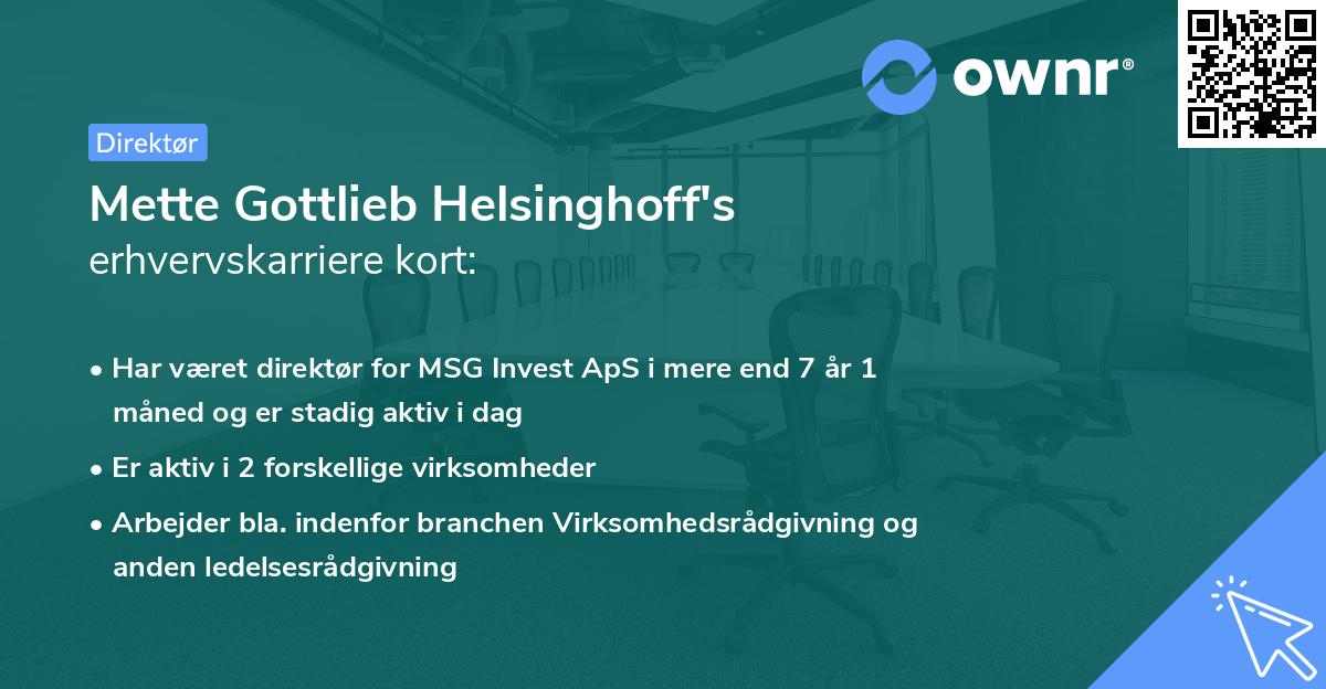 Mette Gottlieb Helsinghoff's erhvervskarriere kort