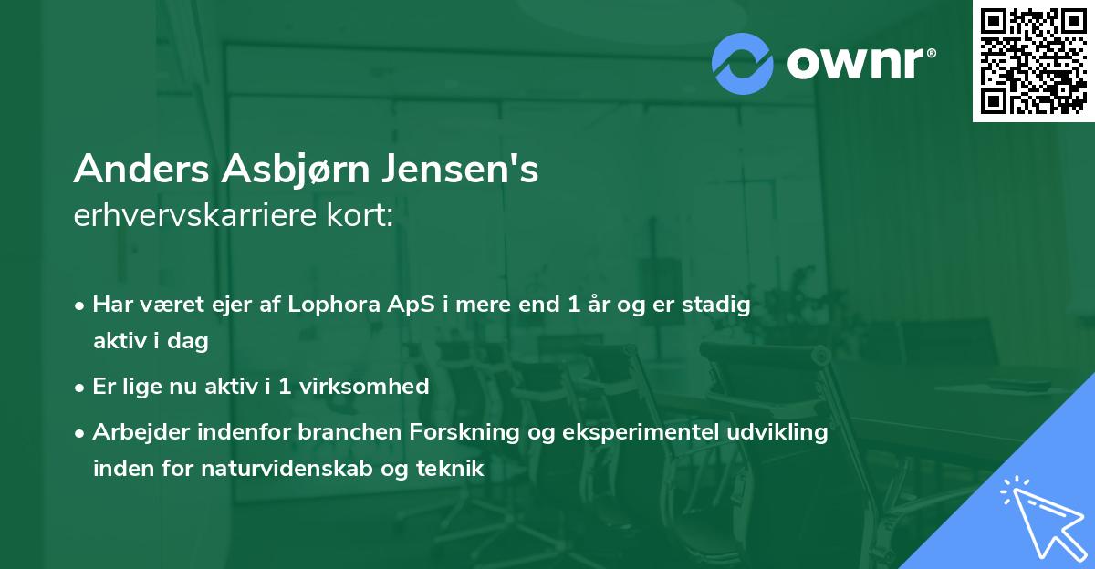 Anders Asbjørn Jensen's erhvervskarriere kort