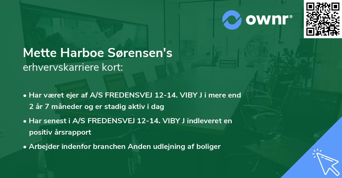 Mette Harboe Sørensen's erhvervskarriere kort