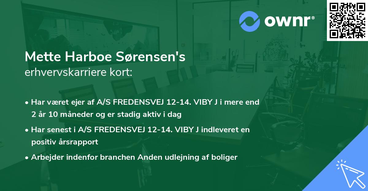 Mette Harboe Sørensen's erhvervskarriere kort