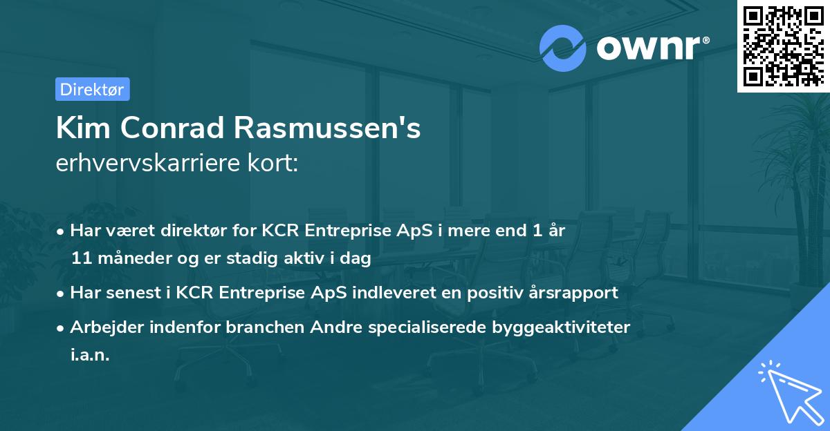 Kim Conrad Rasmussen's erhvervskarriere kort