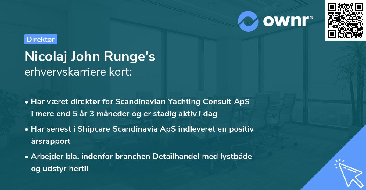 Nicolaj John Runge's erhvervskarriere kort