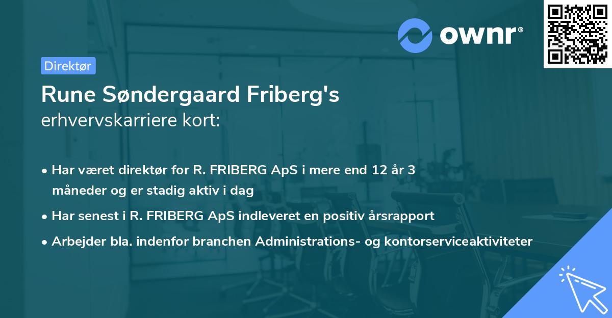 Rune Søndergaard Friberg's erhvervskarriere kort