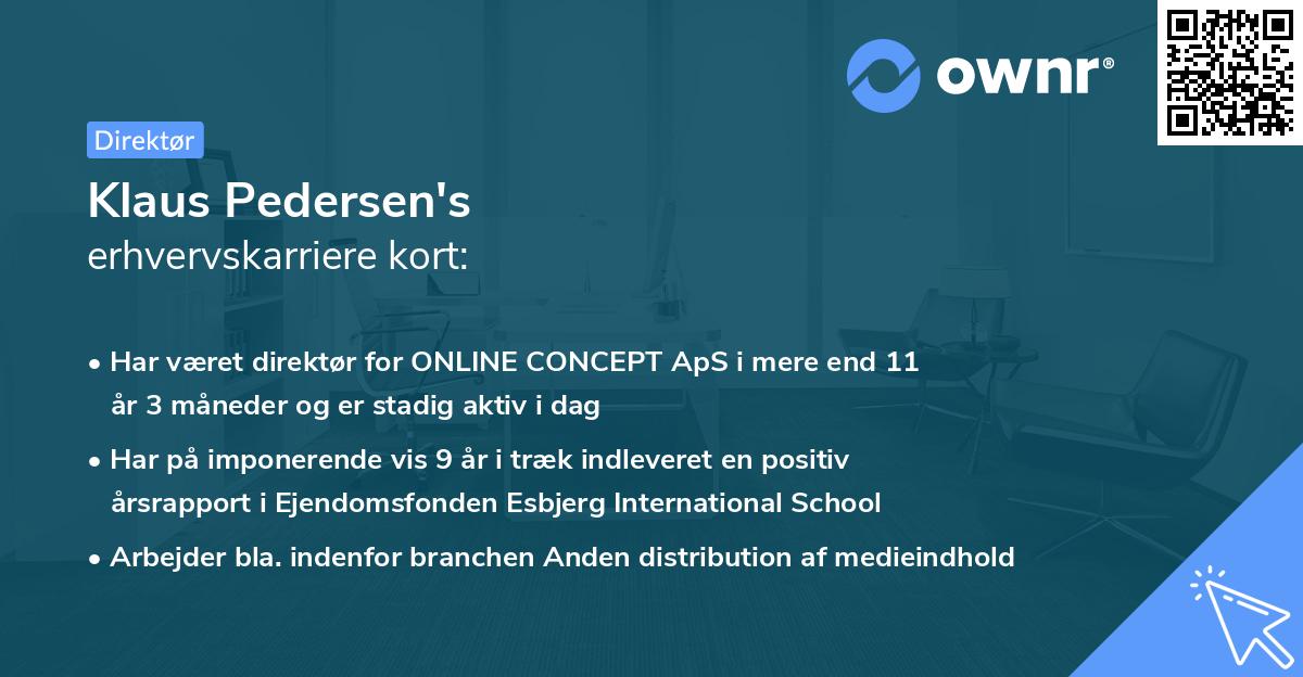 Klaus Pedersen's erhvervskarriere kort