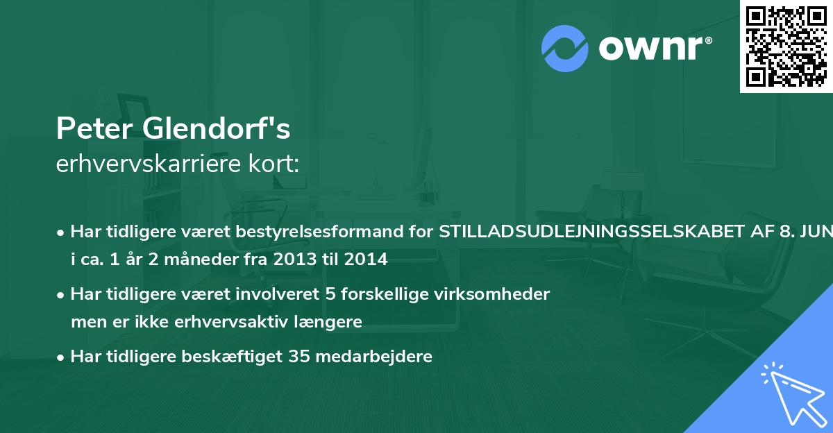 Peter Glendorf's erhvervskarriere kort