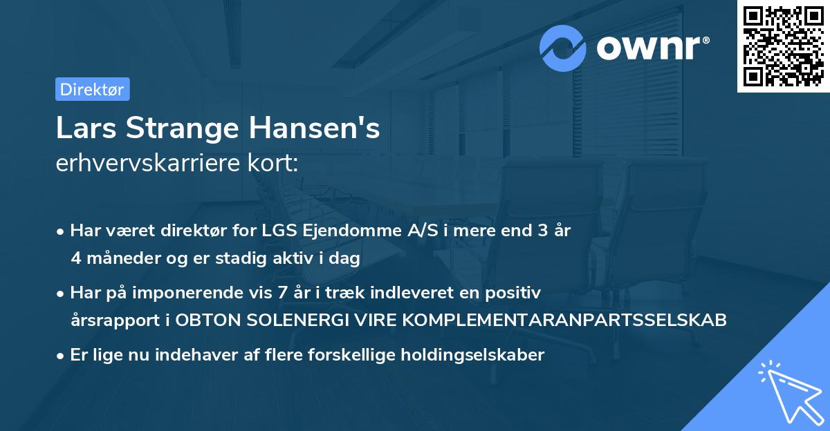 Lars Strange Hansen's erhvervskarriere kort