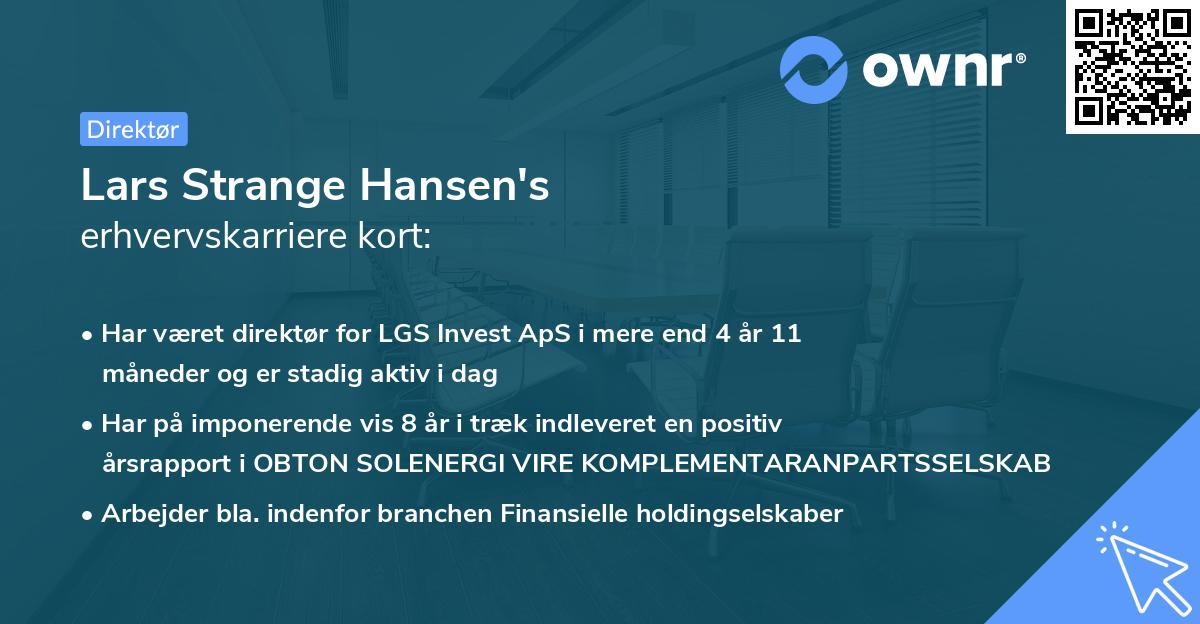 Lars Strange Hansen's erhvervskarriere kort