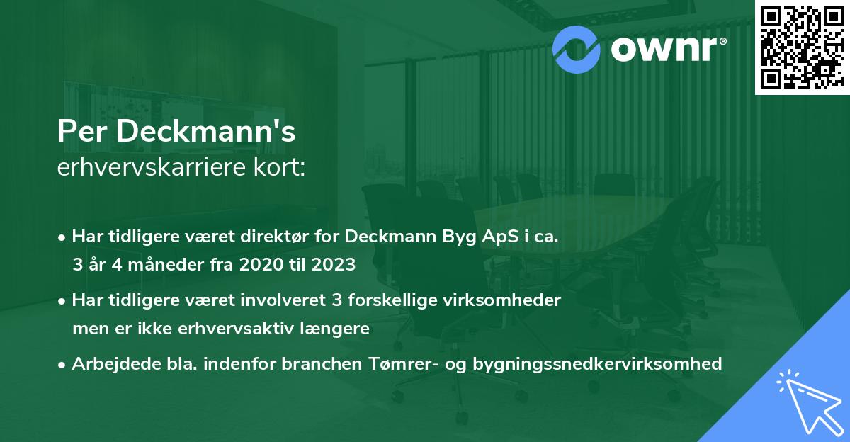 Per Deckmann's erhvervskarriere kort