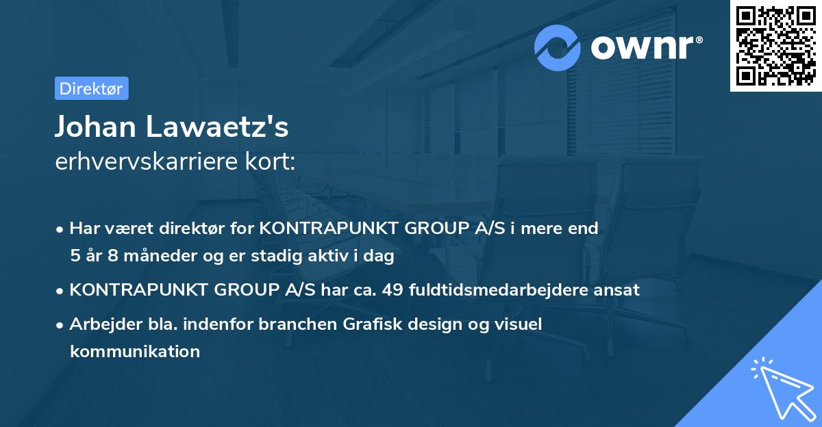 Johan Lawaetz's erhvervskarriere kort