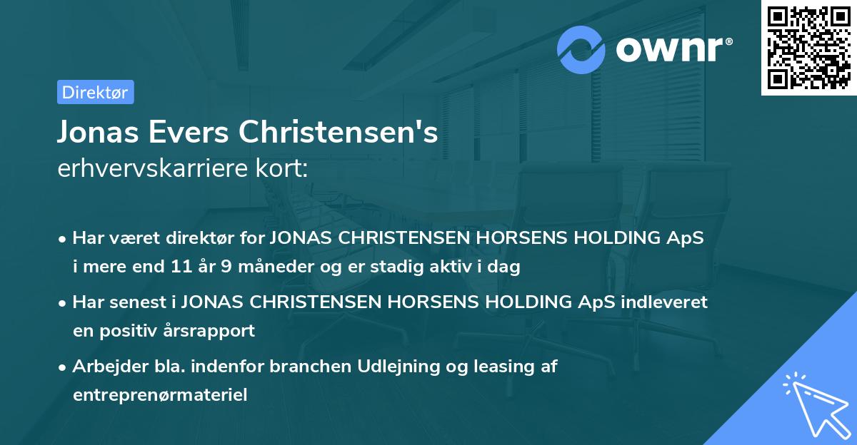Jonas Evers Christensen's erhvervskarriere kort