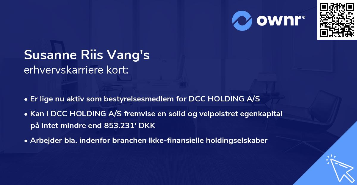 Susanne Riis Vang's erhvervskarriere kort
