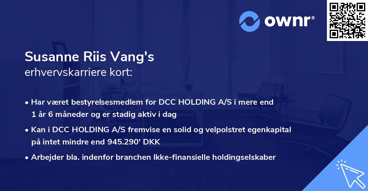 Susanne Riis Vang's erhvervskarriere kort