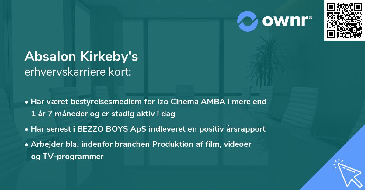 Absalon Kirkeby's erhvervskarriere kort