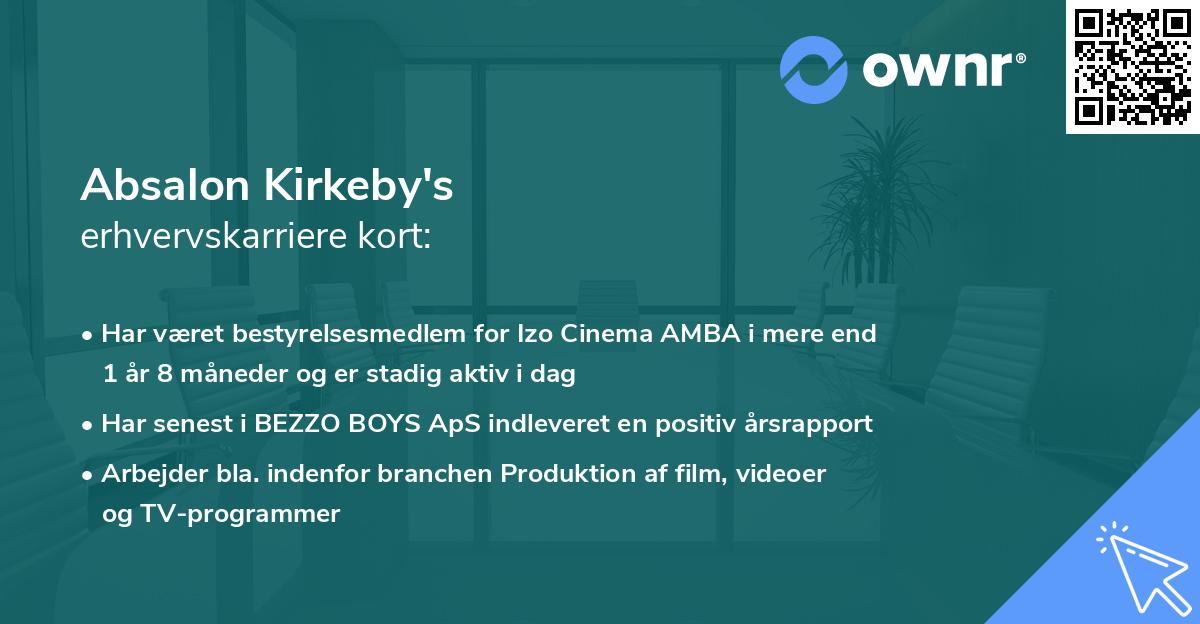 Absalon Kirkeby's erhvervskarriere kort