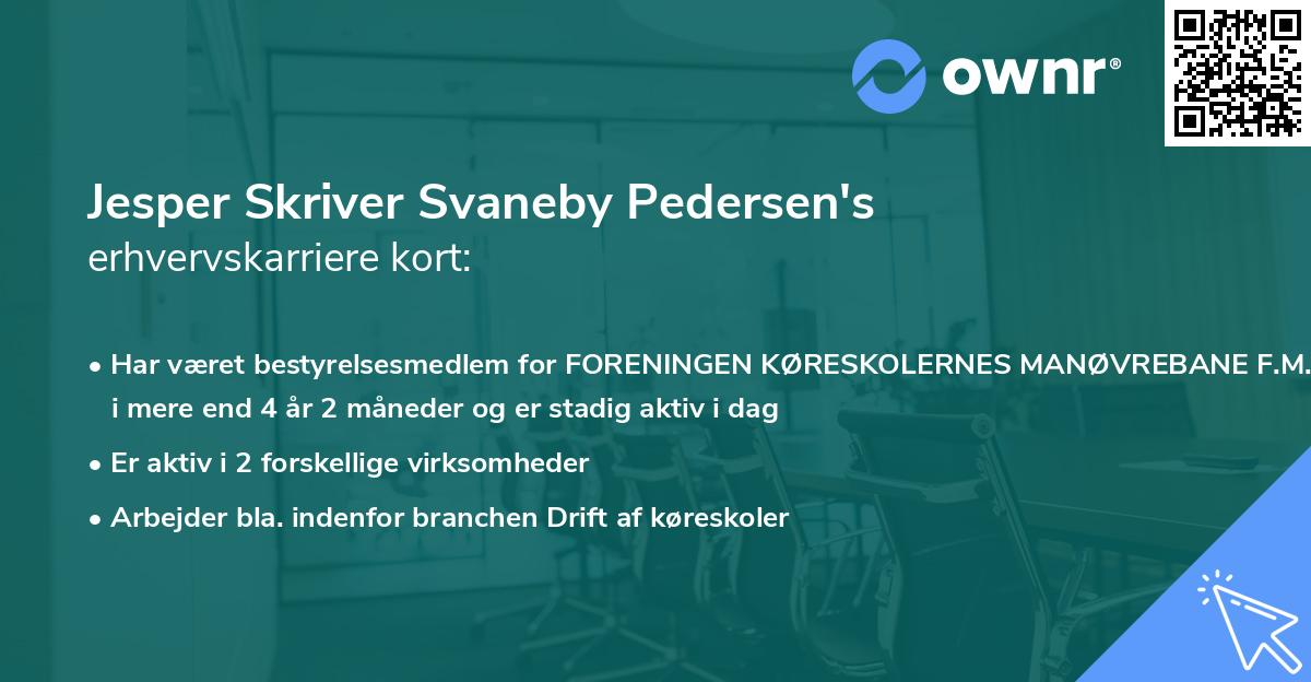 Jesper Skriver Svaneby Pedersen's erhvervskarriere kort