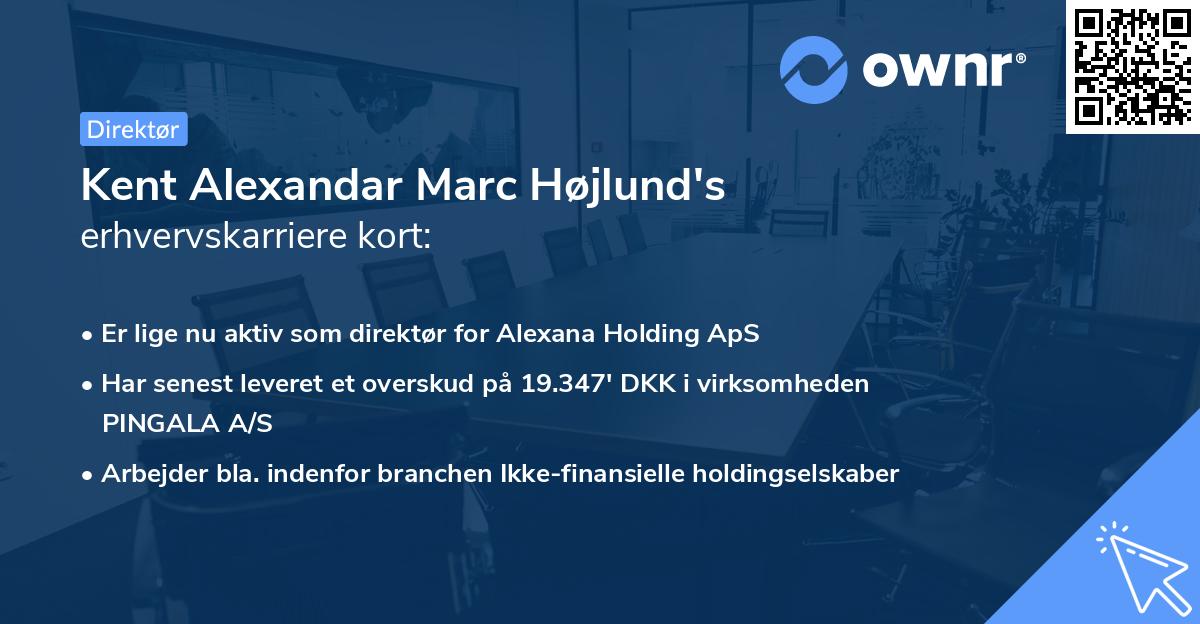 Kent Alexandar Marc Højlund's erhvervskarriere kort