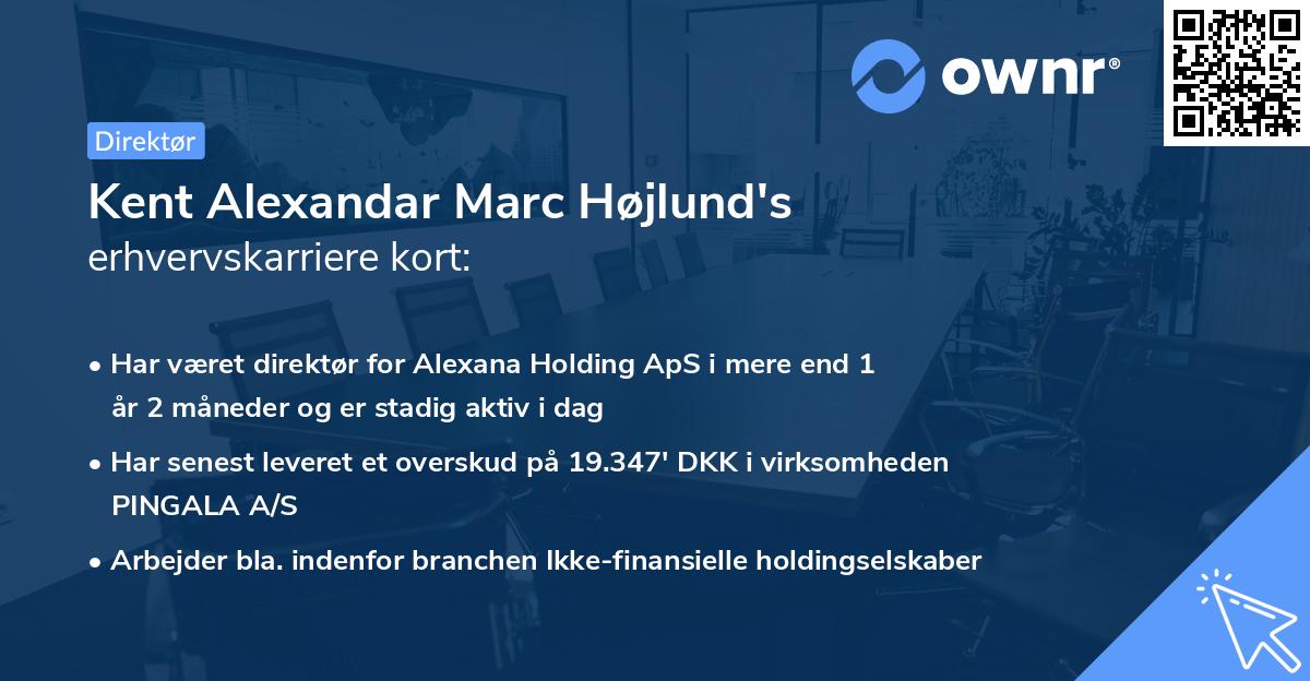 Kent Alexandar Marc Højlund's erhvervskarriere kort