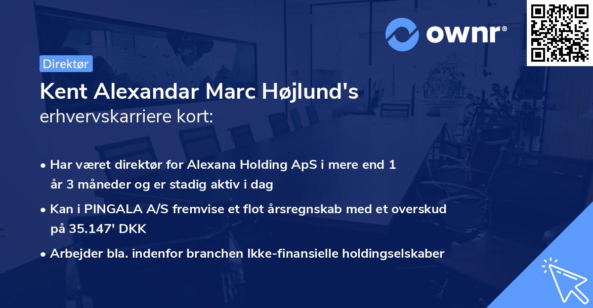 Kent Alexandar Marc Højlund's erhvervskarriere kort